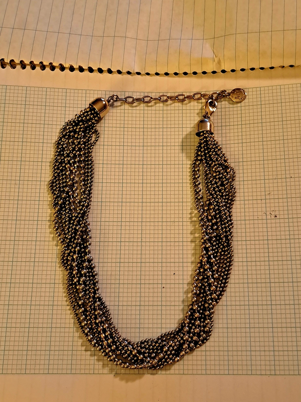 Jones NY Multi-Strand Metallic Bead Necklace in Silver Tone